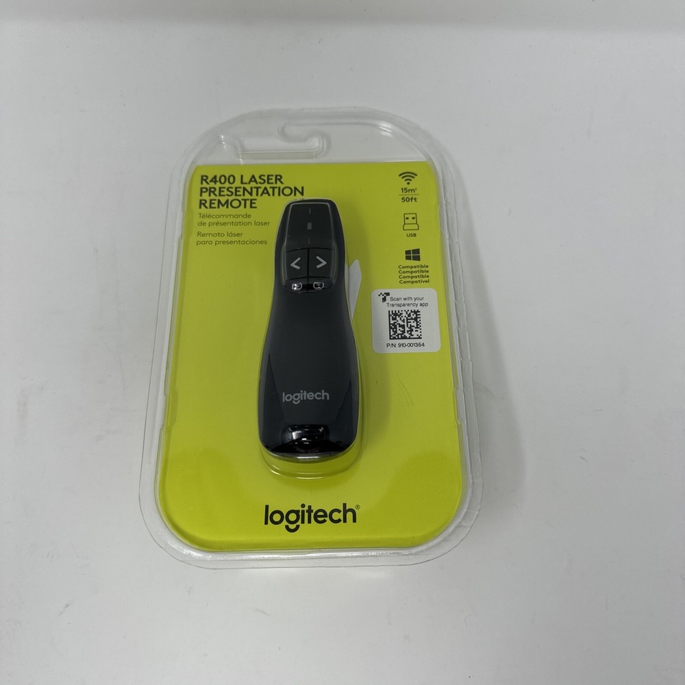Logitech R400 910-001354 Presenter w/Laser Pointer - Free Ship - NEW - Sealed!