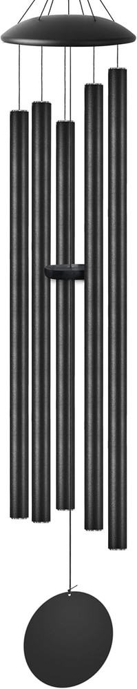 65" Extra Large Wind Chimes: Deep Tone, 5 Bold Tubes, Black Garden Decor