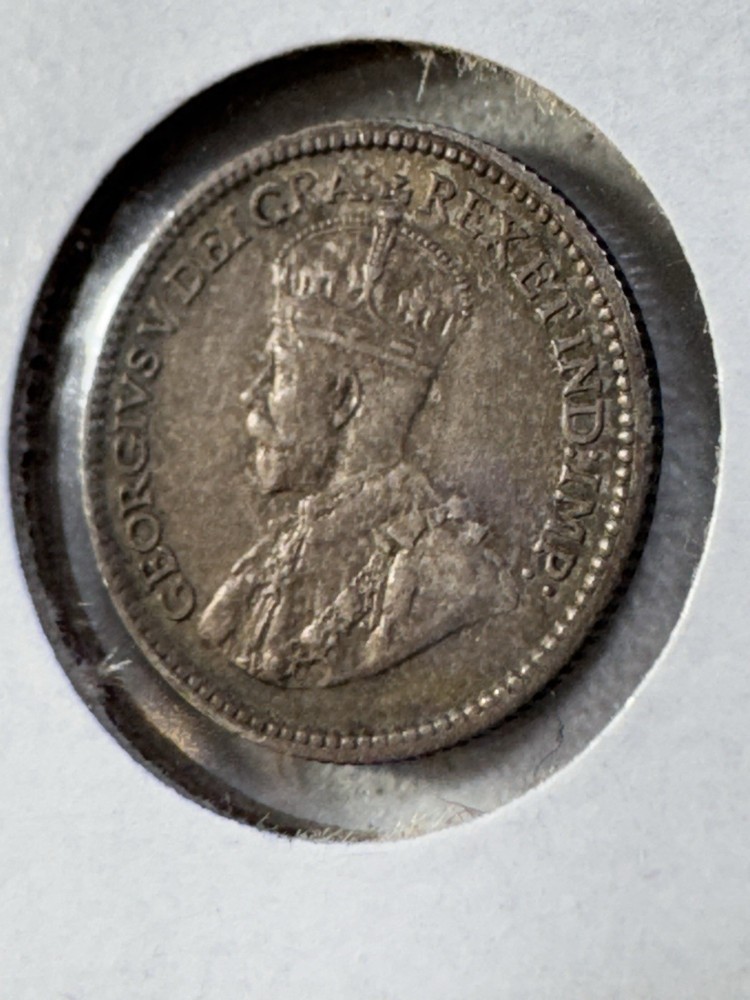 1913 Canada 5 Cents Small Silver Coin Cleaned