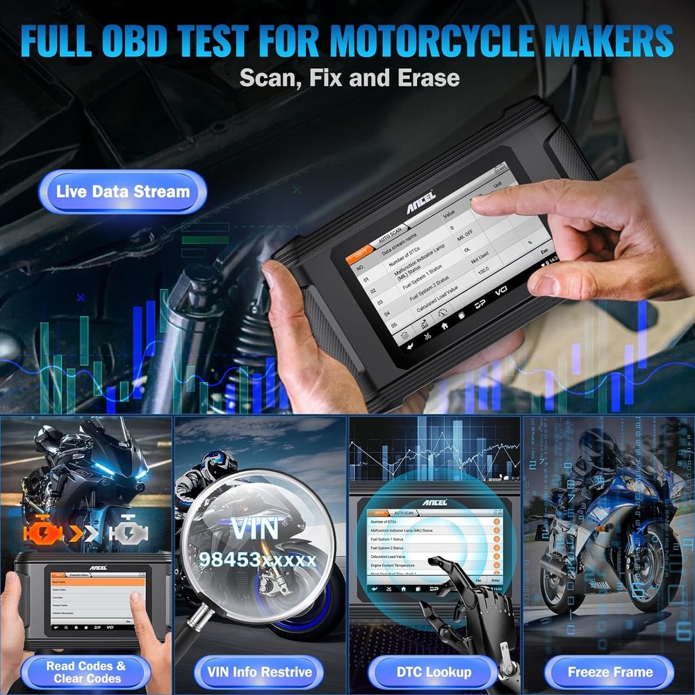ANCEL MT510 for Ducati Motorcycle OBD2 Scanner Full System Diagnostic ECU Coding