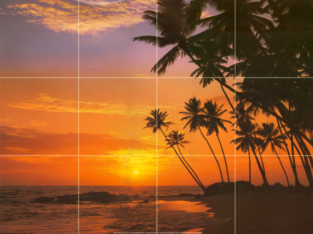 Mural Tumbled Marble Sunset Bath Backsplash Tile #151