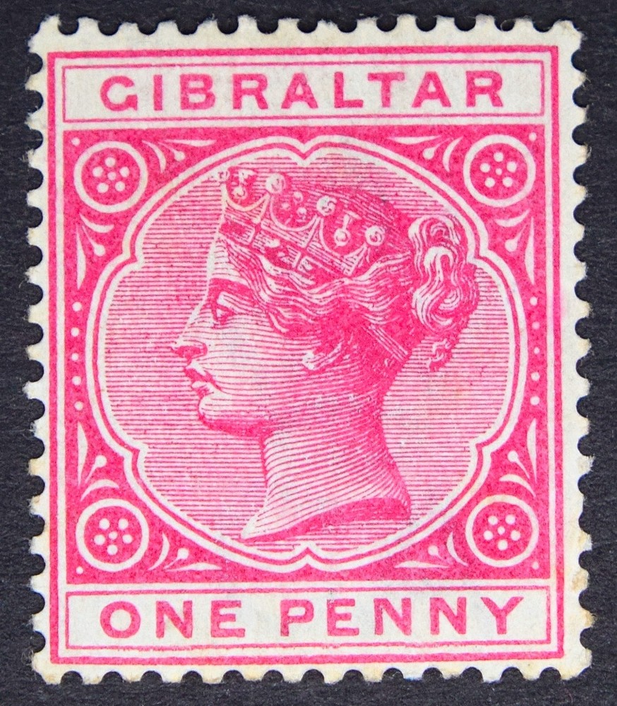 GIBRALTAR SG9 QV 1886 1d Rose, Mint MLH