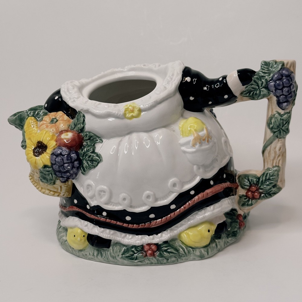 Fitz & Floyd Teapot, flowers apron, 1993, Replacement VINTAGE