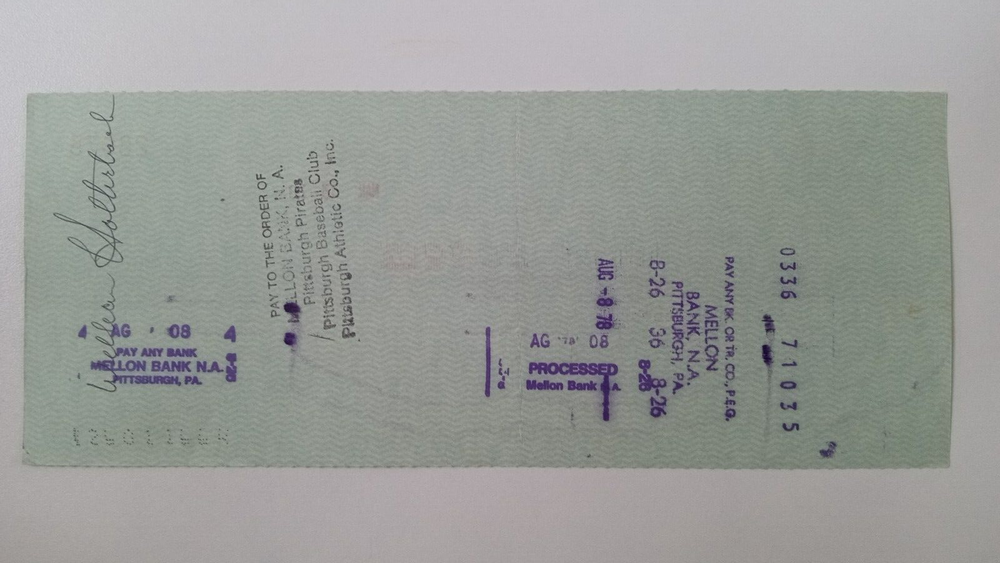 William Halterback: 1978 Pittsburgh Pirates Expense Check