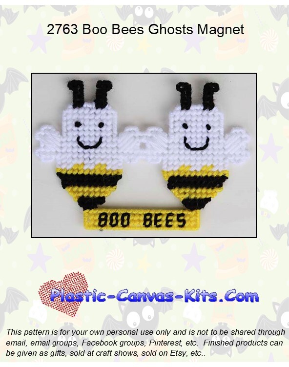 Boo Bees Ghosts Magnet-Plastic Canvas Pattern or Kit