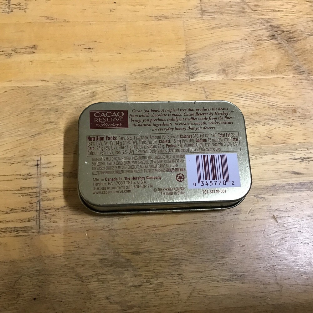 2009 Discontinued Hershey EMPTY TIN Cacao Reserve Truffles Hersheys Chocolate
