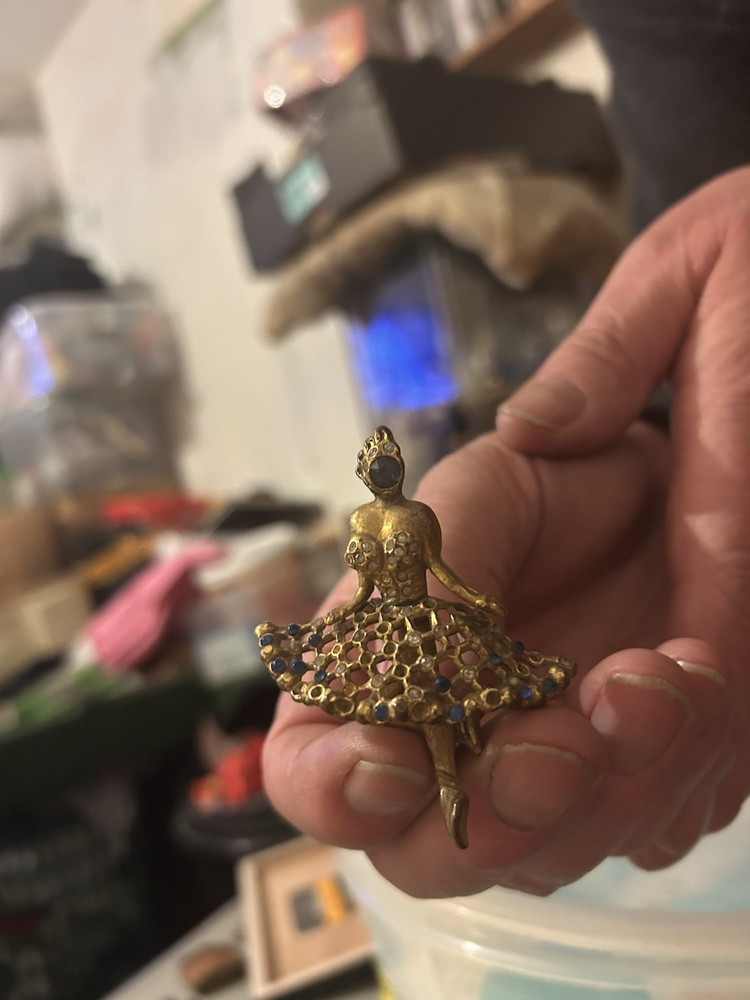 White Metal Dancer Brooch