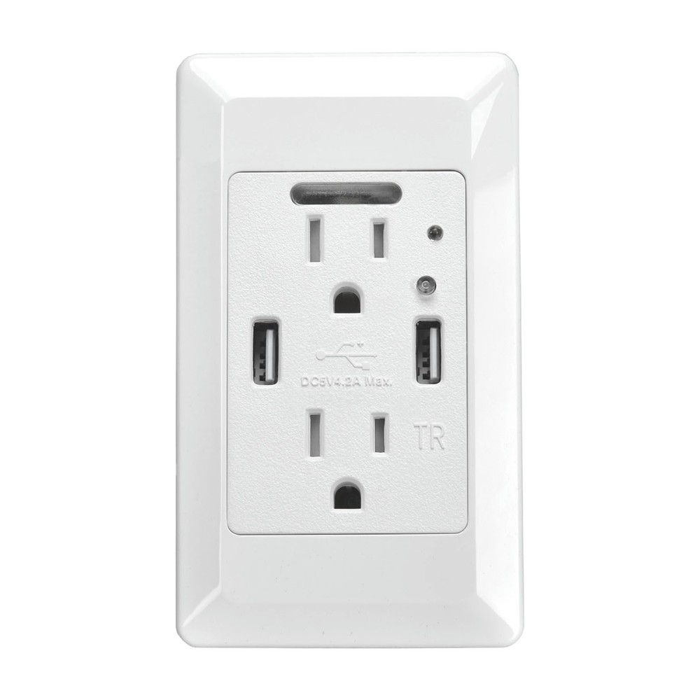 15 x USB Outlet with Night Light,with Power-Saving Auto Nightlight Sensor & Wall