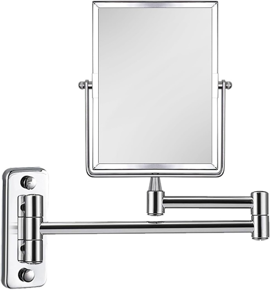 3X Magnifying Wall Mounted Vanity Makeup Mirror Rectangular 8x6 Inch W/