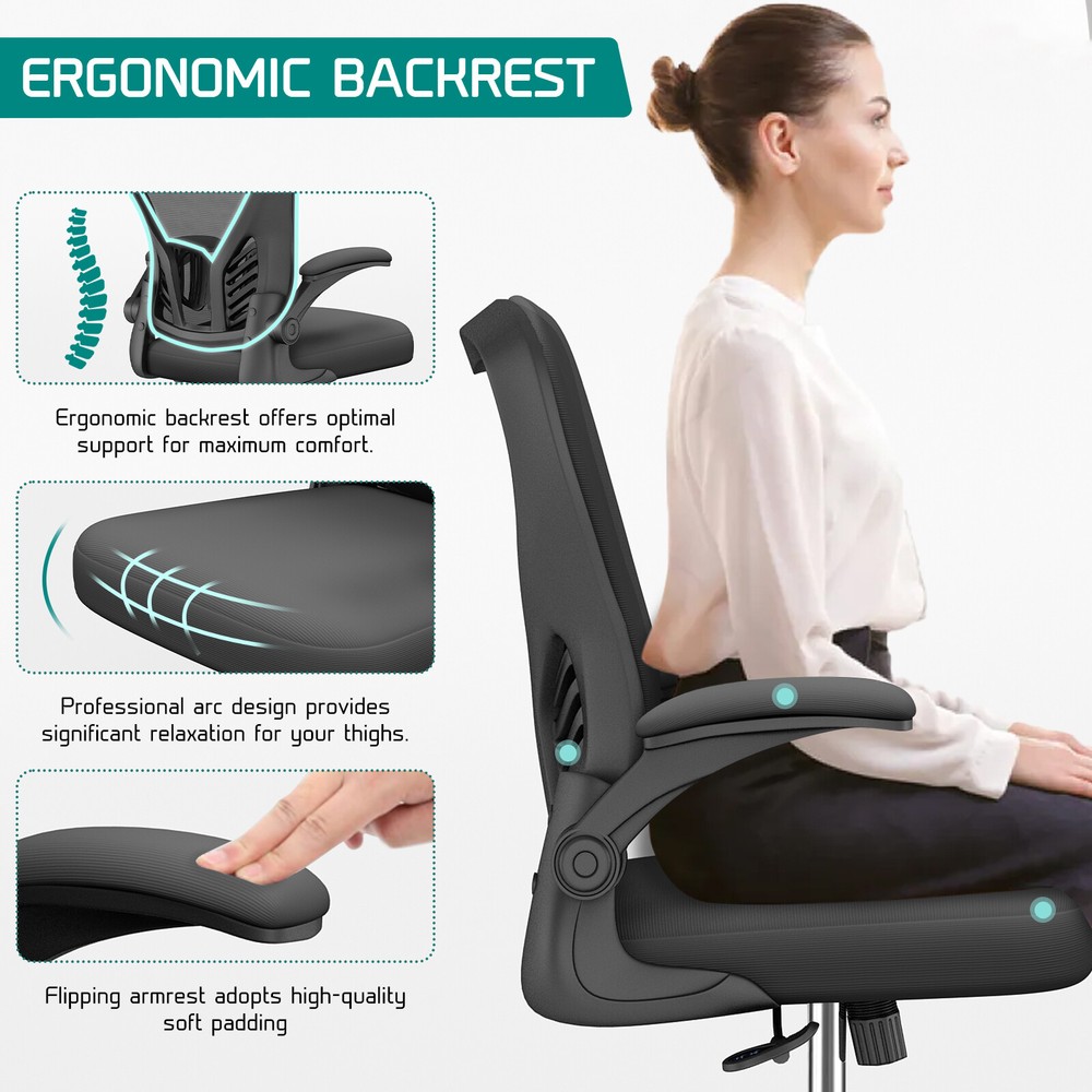 Black Mesh Office Chair with Lumbar Support Comfortable Ergonomic Computer Chair