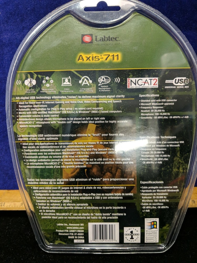 NEW SEALED Labtec Axis 711 Digital USB Mono Headset FOR PC VOICE ACCESS