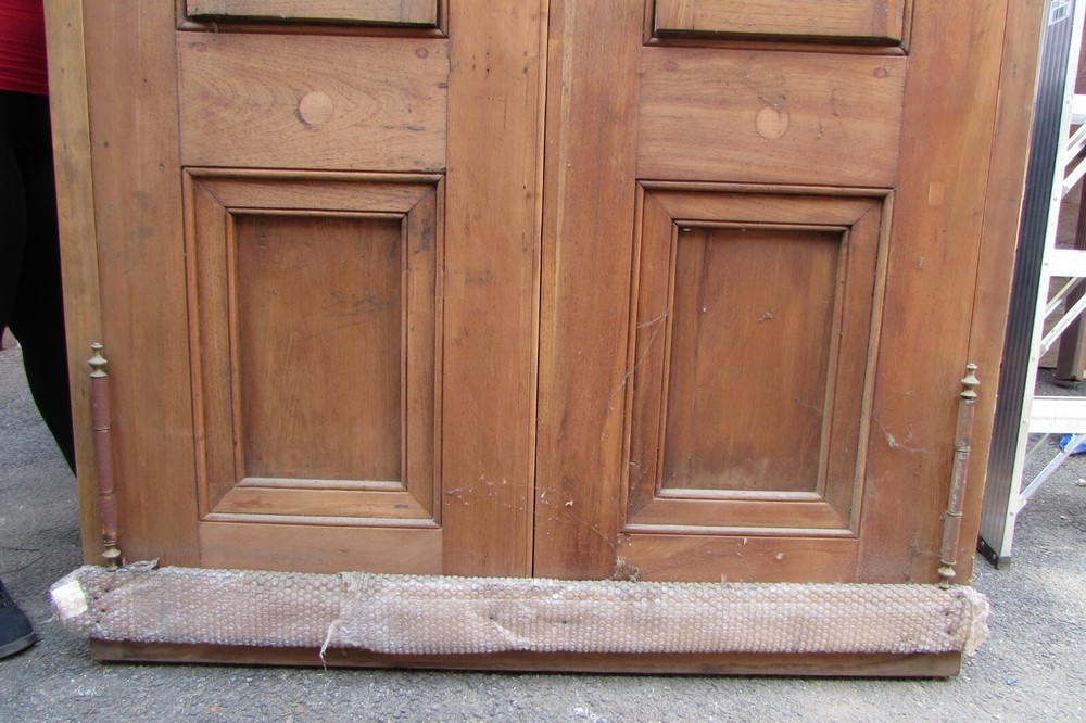 Double antique entry door with iron insert X1798