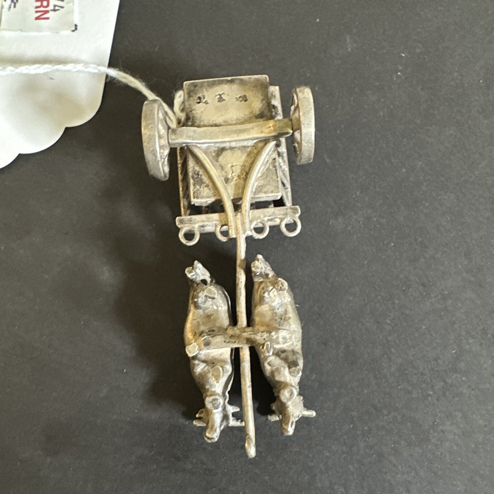 German/Dutch 800 Silver. Two Oxen Pulling A Cart.