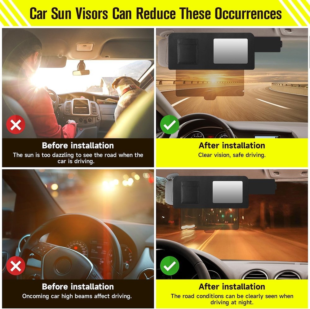 Car Visor Extender, Polarized Sun Visor Multifunctional Retractable Polycarbonat