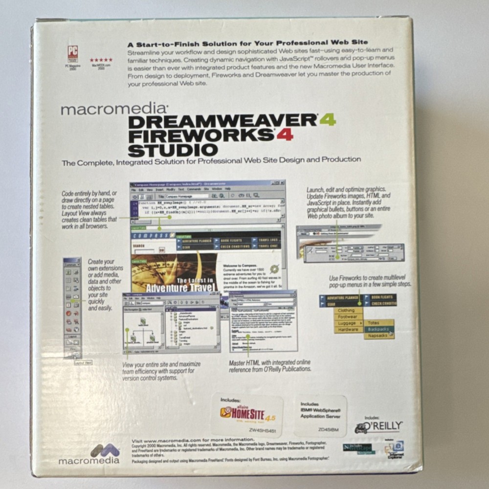 Macromedia Dreamweaver Fireworks Studio 4 Web Design Software for Windows