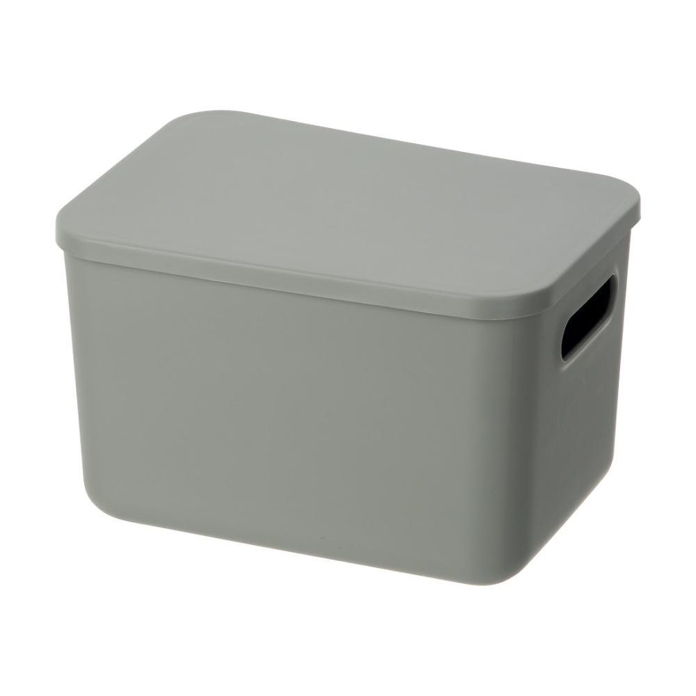 YBM Home Stackable Plastic Storage Bins with Lids Small Household, Grey