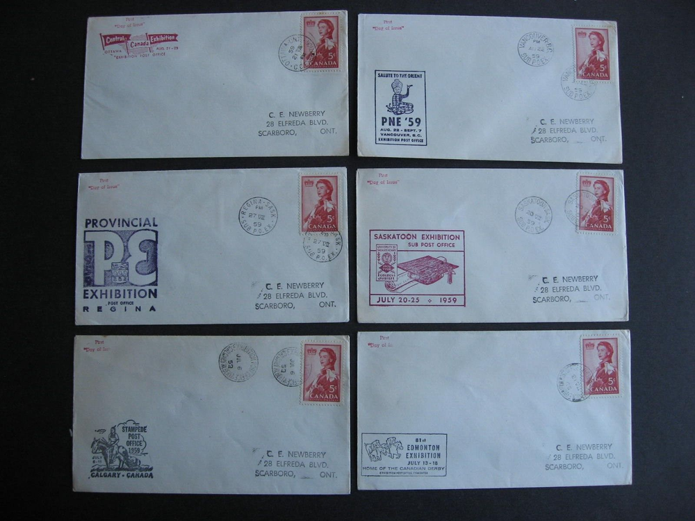 Canada exhibition covers 6 different from 1959 some toned