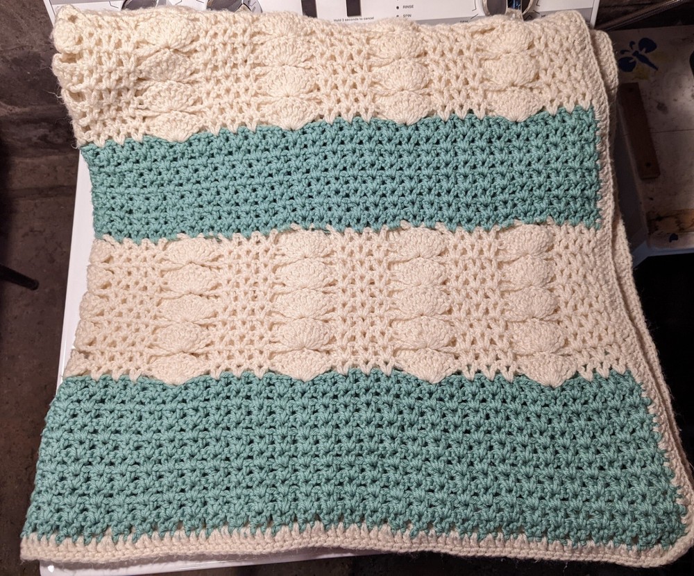 Knitted Throw Blanket Handmade 55" x 60"