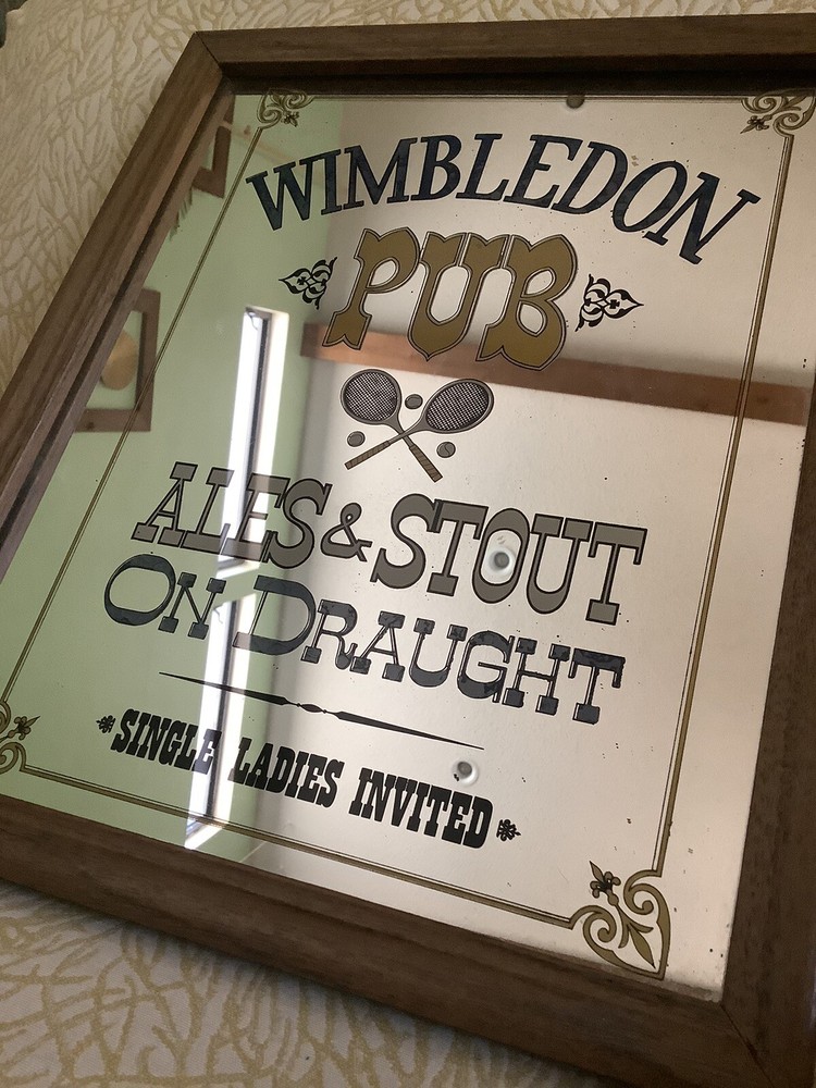 Wimbleton Pub Mirror Sign Ales & Stout On Drought