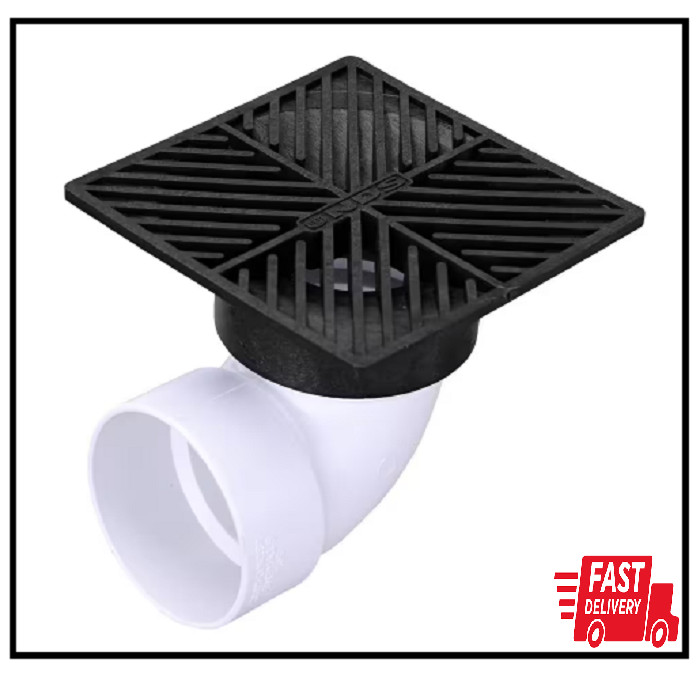 6 in. Plastic Square Drainage Grate in Black