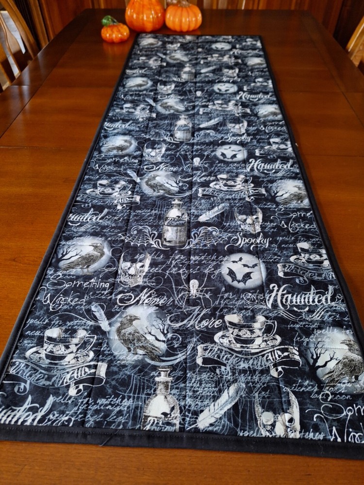 Handmade Reversible Patchwork Halloween Table Runner with Vibrant Colors
