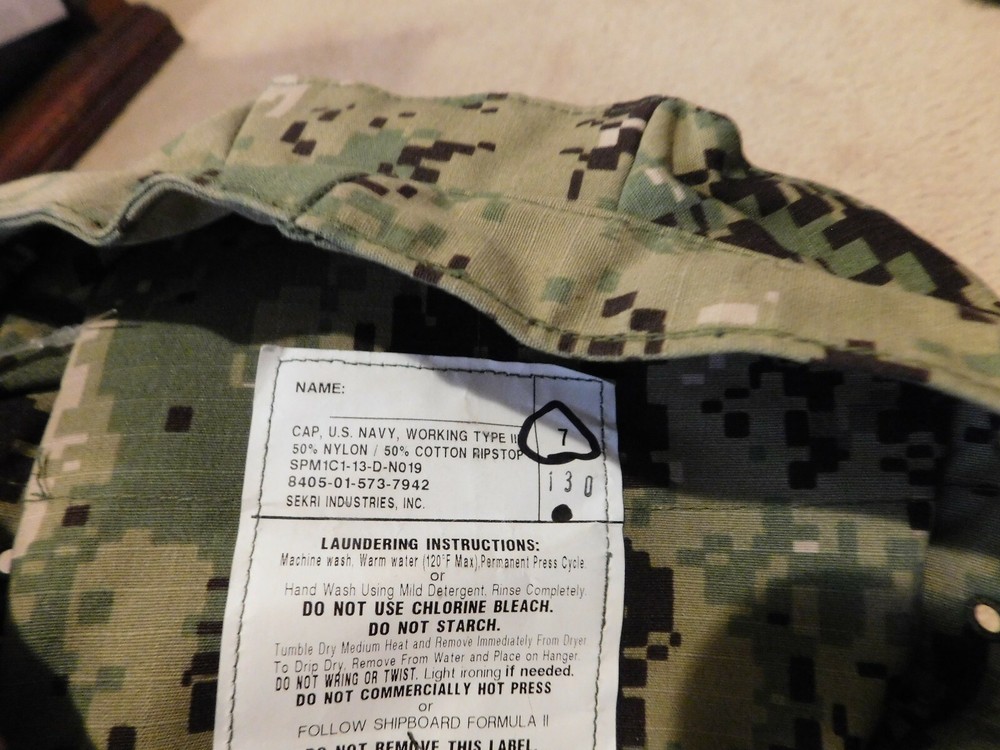 US NAVY WORKING CAP TYPE III SIZE 7 NEW w/ DEFECTS