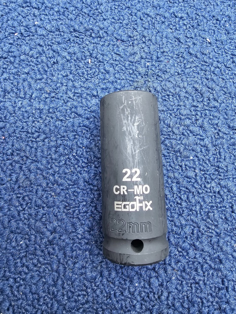 EGOFIX 1/2" Drive Deep Impact Socket, 22mm Socket, CR-MO, Metric, 6 Point