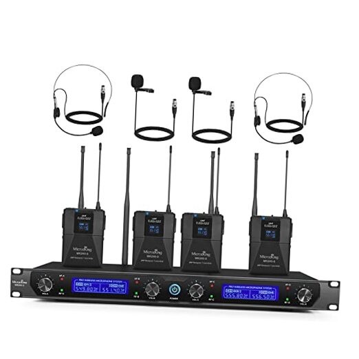 UHF Wireless Microphone System Cordless Lapel/Headset/Lavalier Mic(4