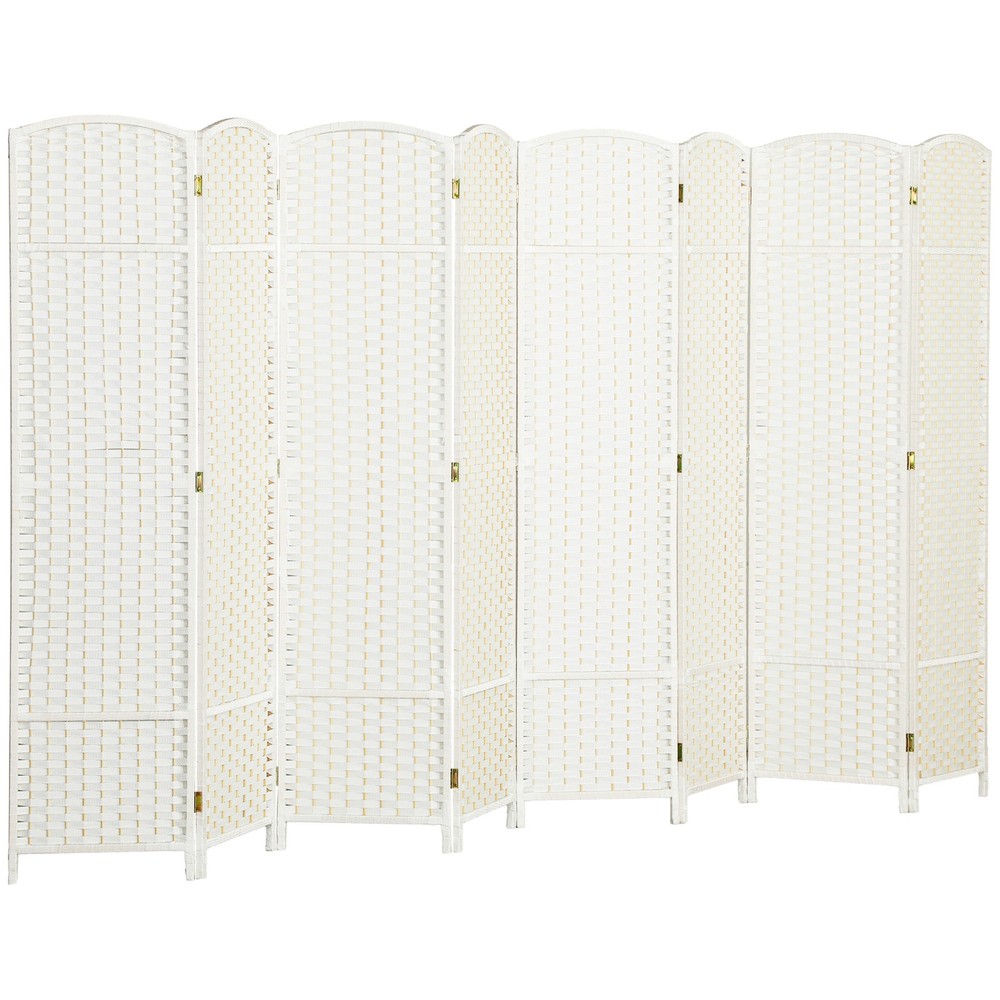 8 Panel Room Divider Freestanding Folding Privacy Screen White