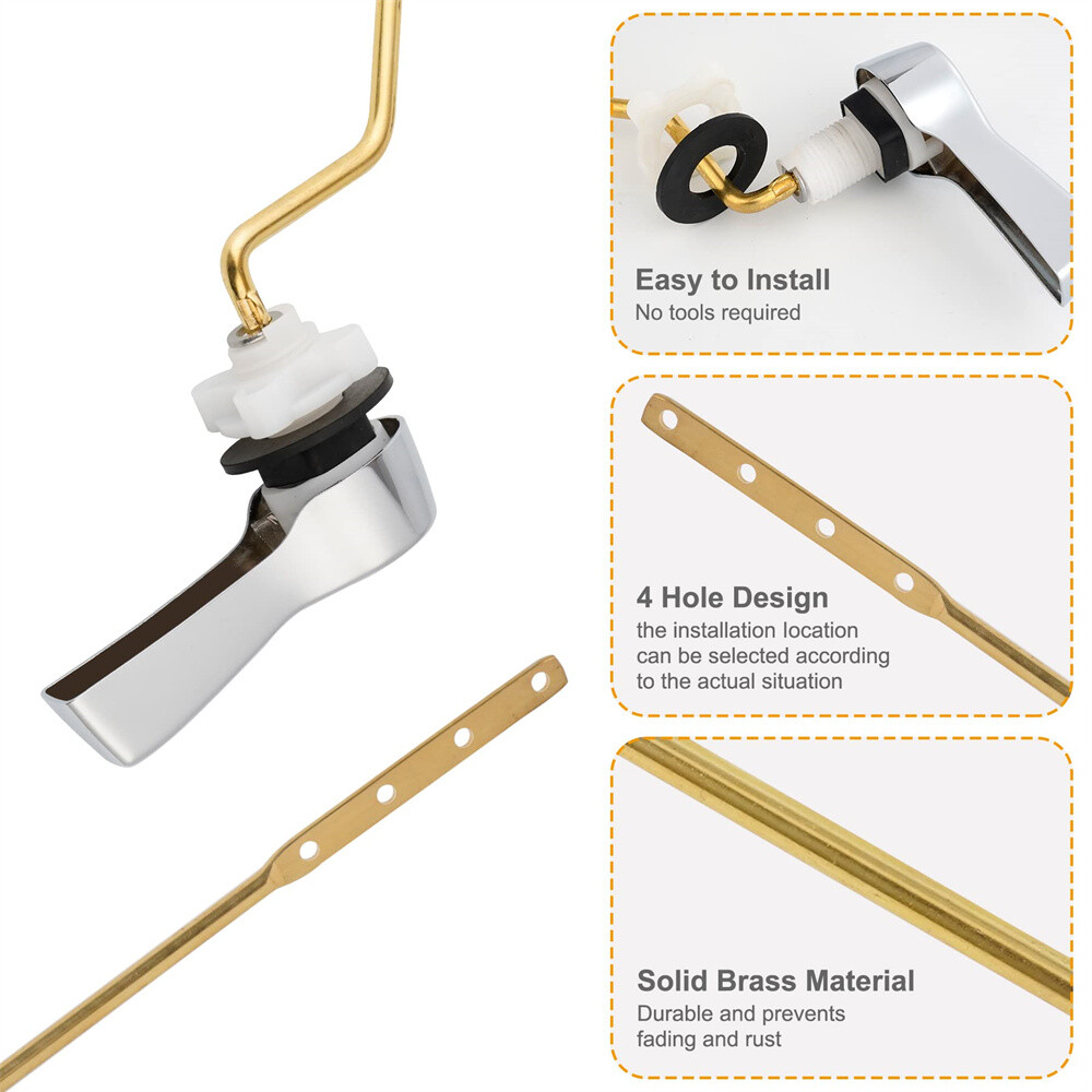 2Pack Universal Side Mount Toilet Handle Trip Lever Tank Flush Lever Replacement
