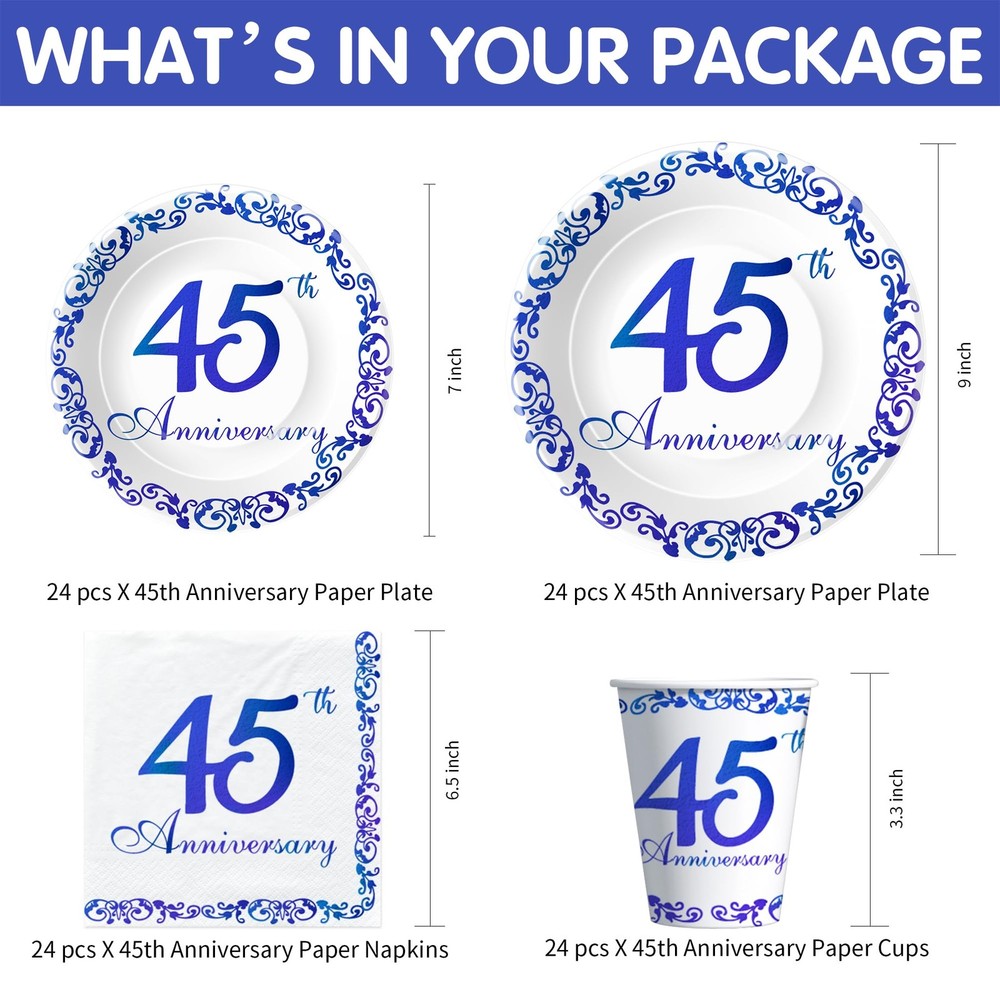 APOWBLS 45th Anniversary Decorations Tableware - Blue Sapphire