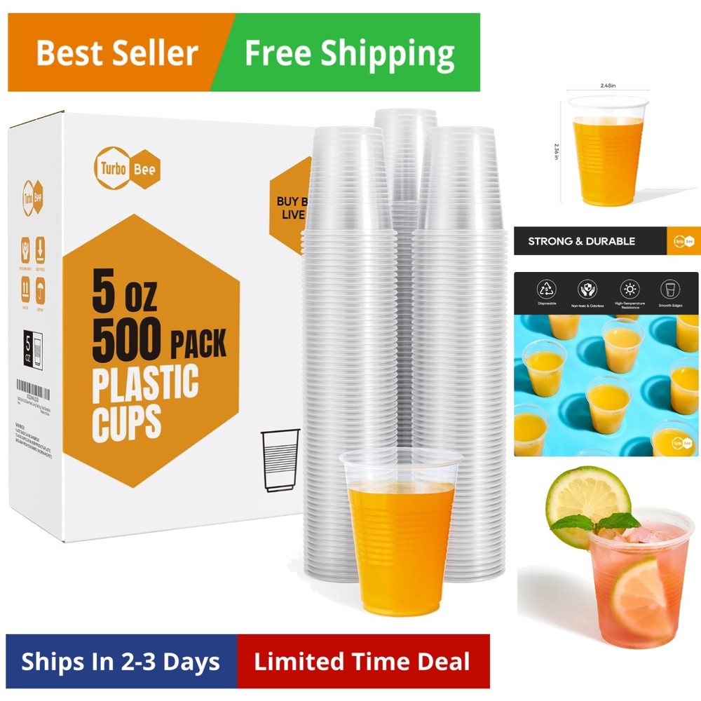 5oz Disposable Plastic Cups 500 Pack - Small Drinking & Sample Cups, Bulk Mul...