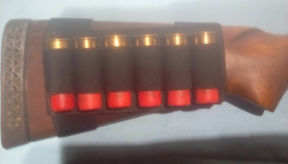 Shotgun Buttstock Shell Holder 6 Rd Blk Nyl/Elastic