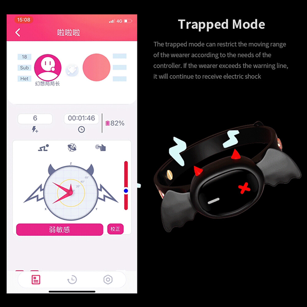Electro Collar Electric-Stim Devil App Remote Control Bondage Neck Collar Shock