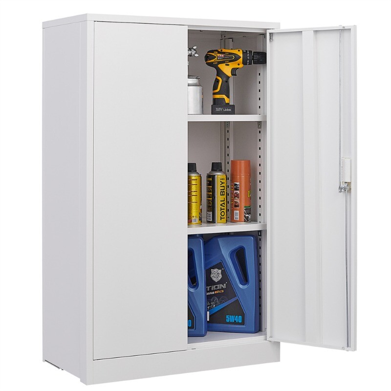 Metal Storage Cabinet with Locking Doors and Adjustable Shelf, Folding Cabinet
