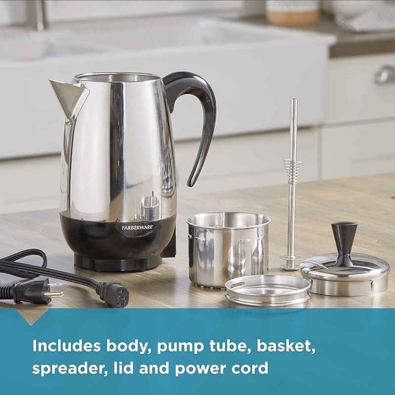 Stainless Steel Percolator 8 Cup Automatic Keep Warm Fast Brewing Coffee Maker