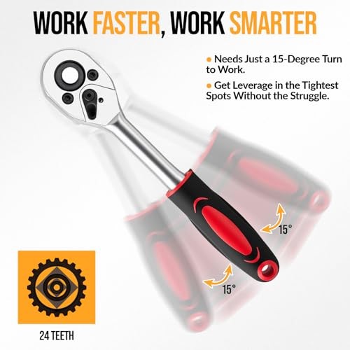 12PCS 1/4 Inch Drive Socket Set, Premium Mini Ratchet Socket Wrench Set, Small