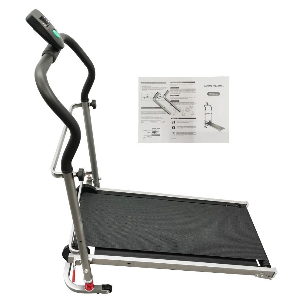 Non-Electric Manual Walking Treadmill Foldable with Digital LCD Display 5°/11°
