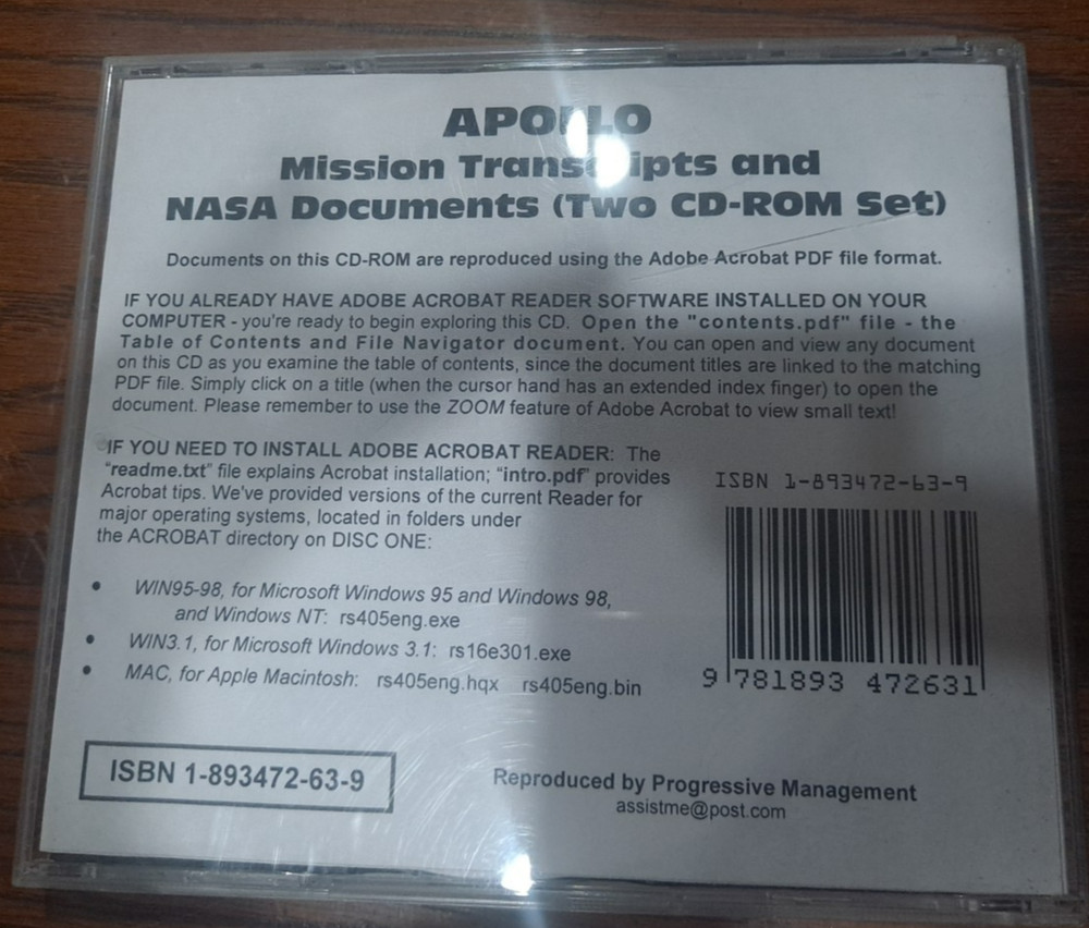 20th Century NASA History: APOLLO Mission Transcripts and NASA Documents 2 CDs
