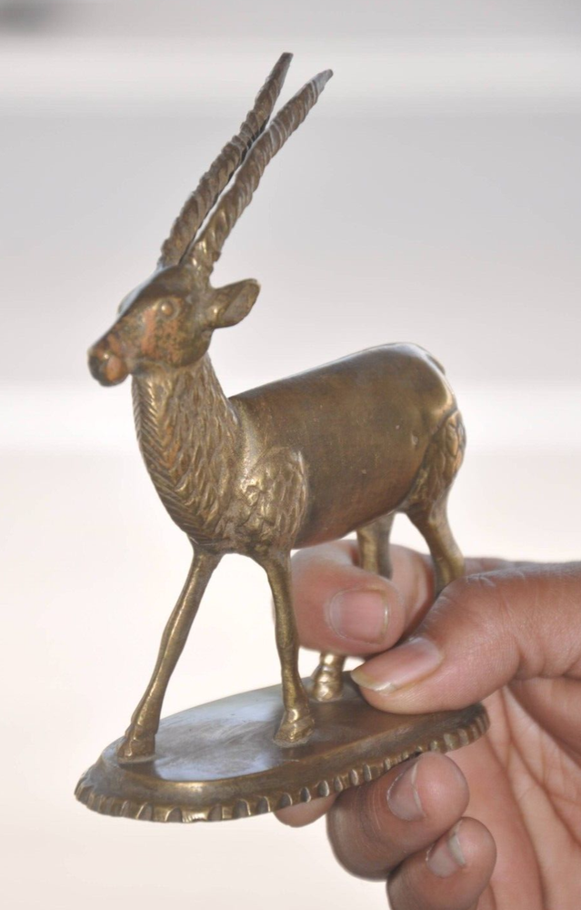 Vintage Brass Engraved Handcrafted Solid Deer Figurine