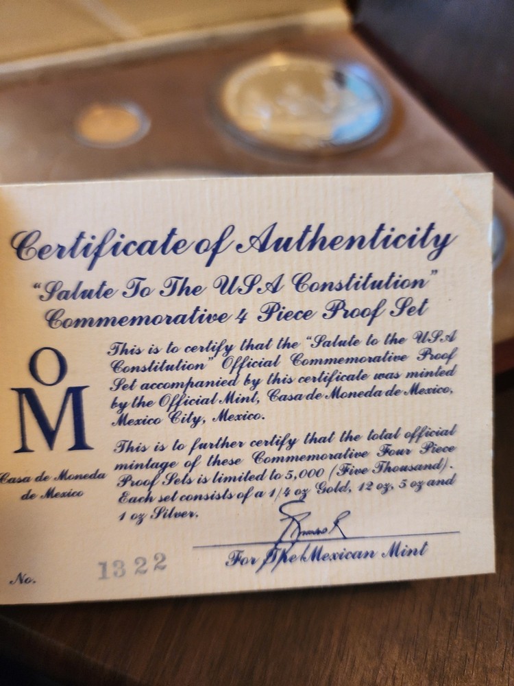 *RARE 1987 Mo. GOLD & SILVER PROOF SST 200th ANNIVERSARY US CONSTITUTION + COA*