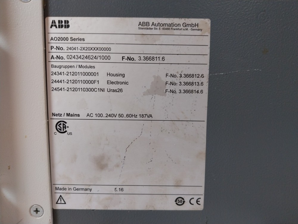 ABB AO2020 Continuous Gas Analyzer Module 100-240V