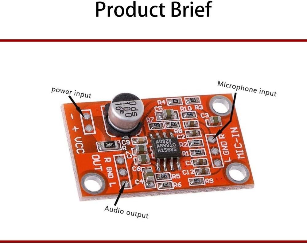 3Pcs AD828 Stereo Dynamic Microphone Preamplifier Board Pickup Module DC 3.8V...