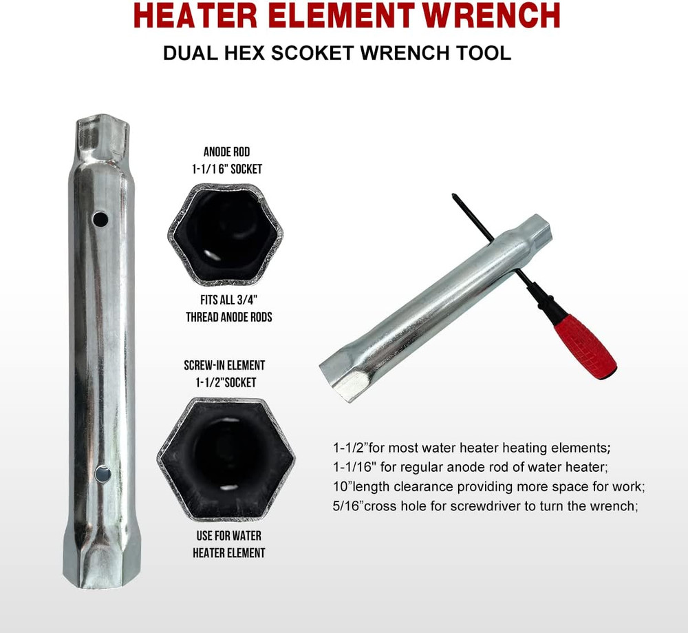Water Heater Element 3500W, 240V with Element Wrench, Quick Change Tool