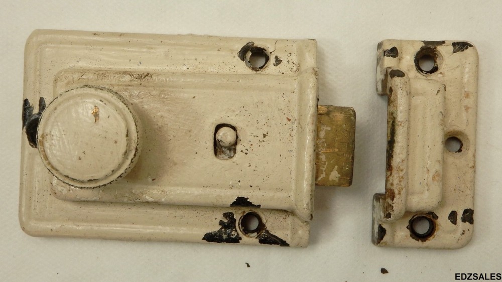 Vintage Round Door Knobs w/ Mortise Lockset Skeleton Key