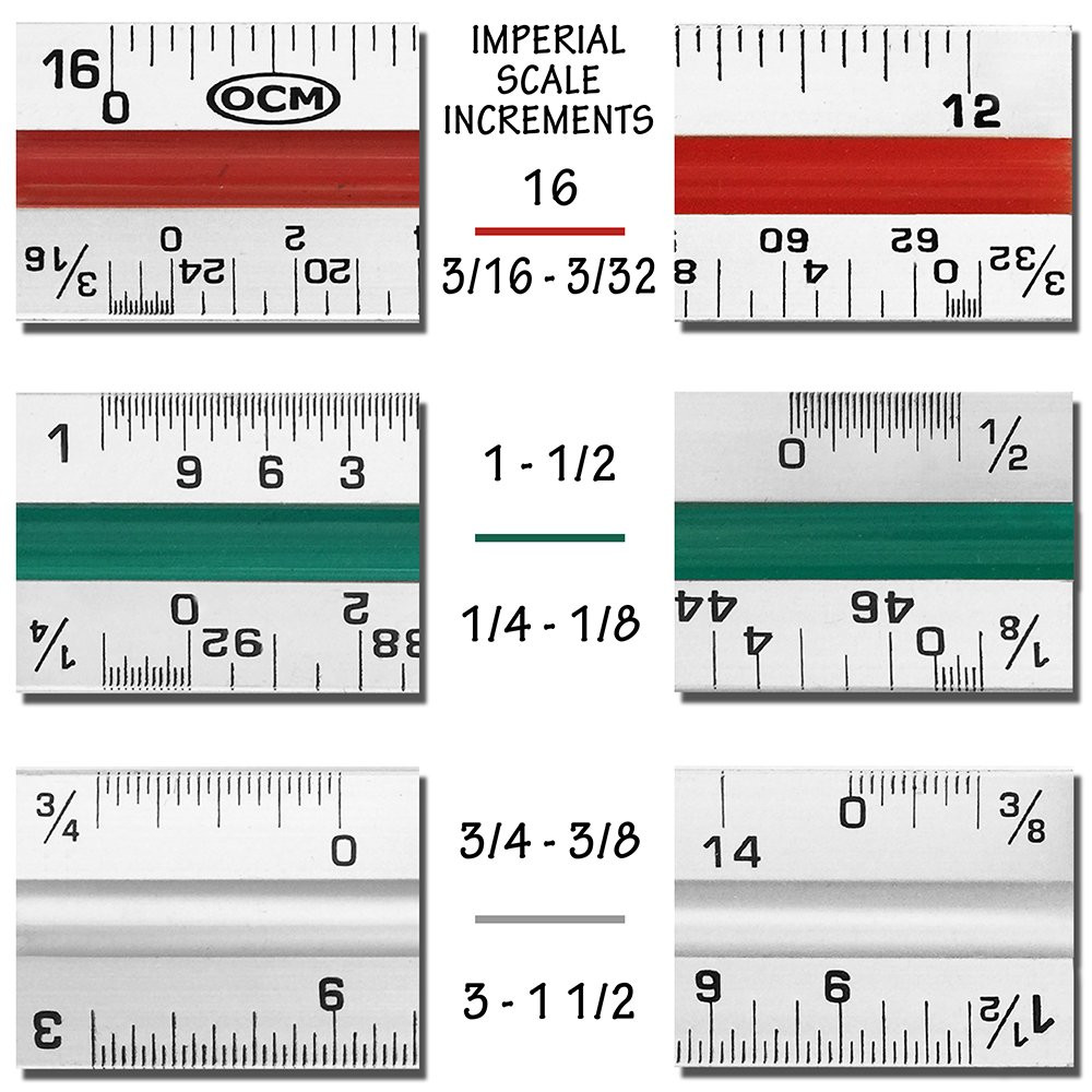 OCM 1 Triangular Architect Scale Ruler (Professional Grade Solid Aluminum) Co...