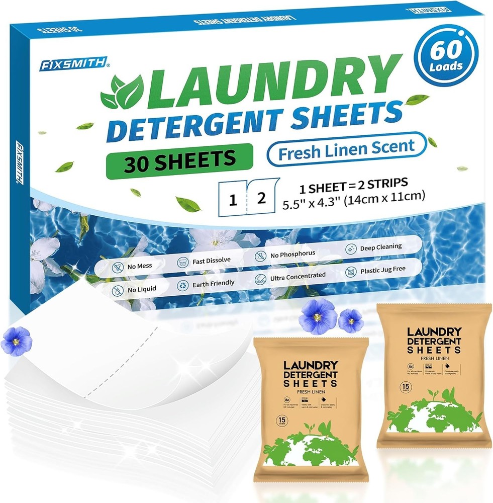 Ultra-Concentrated Laundry Sheets - 30 Pack, Liquidless & Plastic-Free