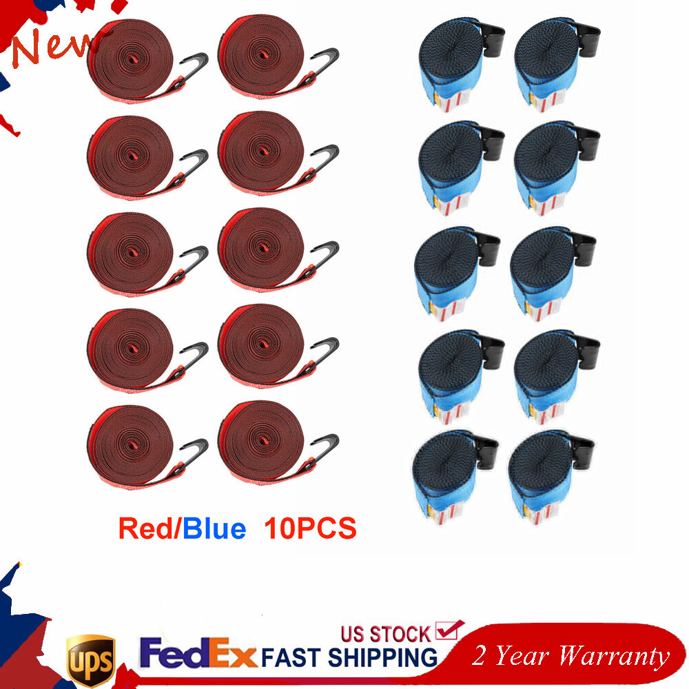 10 Pack 4"x30' Winch Straps Red/Blue With flat hook Flatbed Tie Down Strap NEW