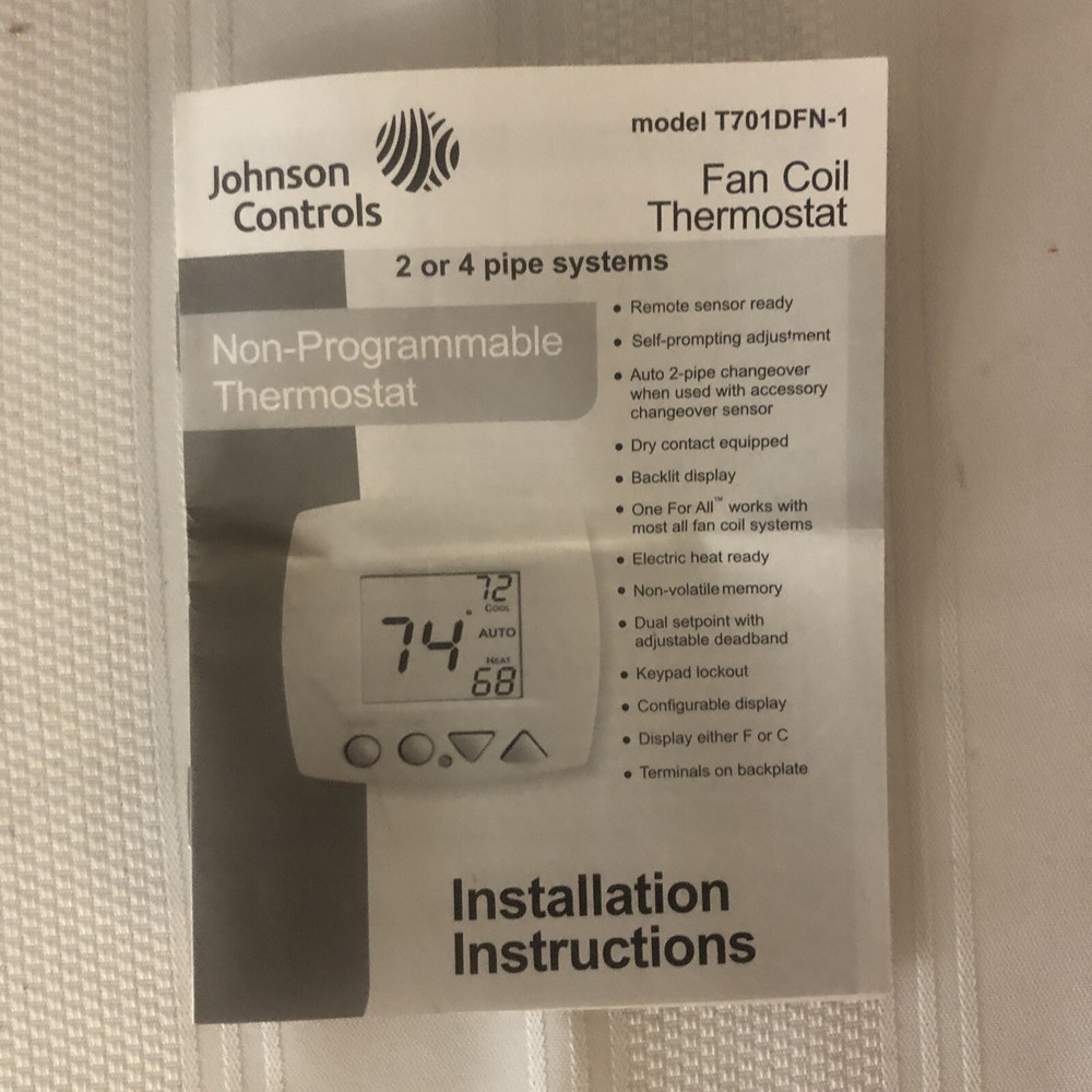 Johnson Controls Non Programmable Thermostat. Model T701DFN-1
