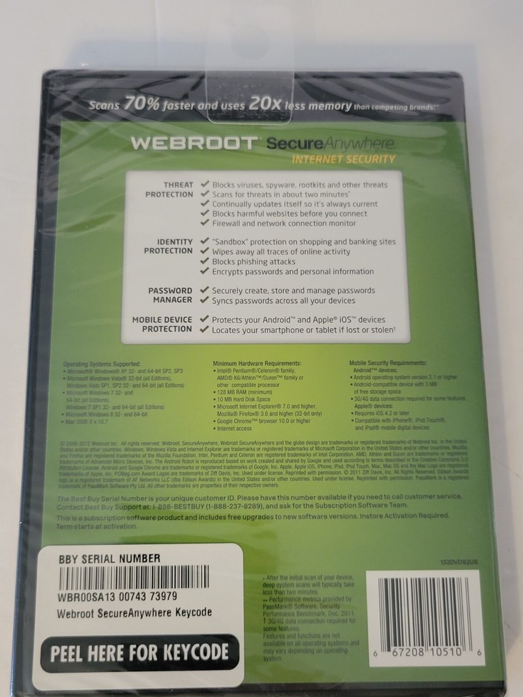 Webroot Secure Anywhere Internet Security Complete 2011 Sealed